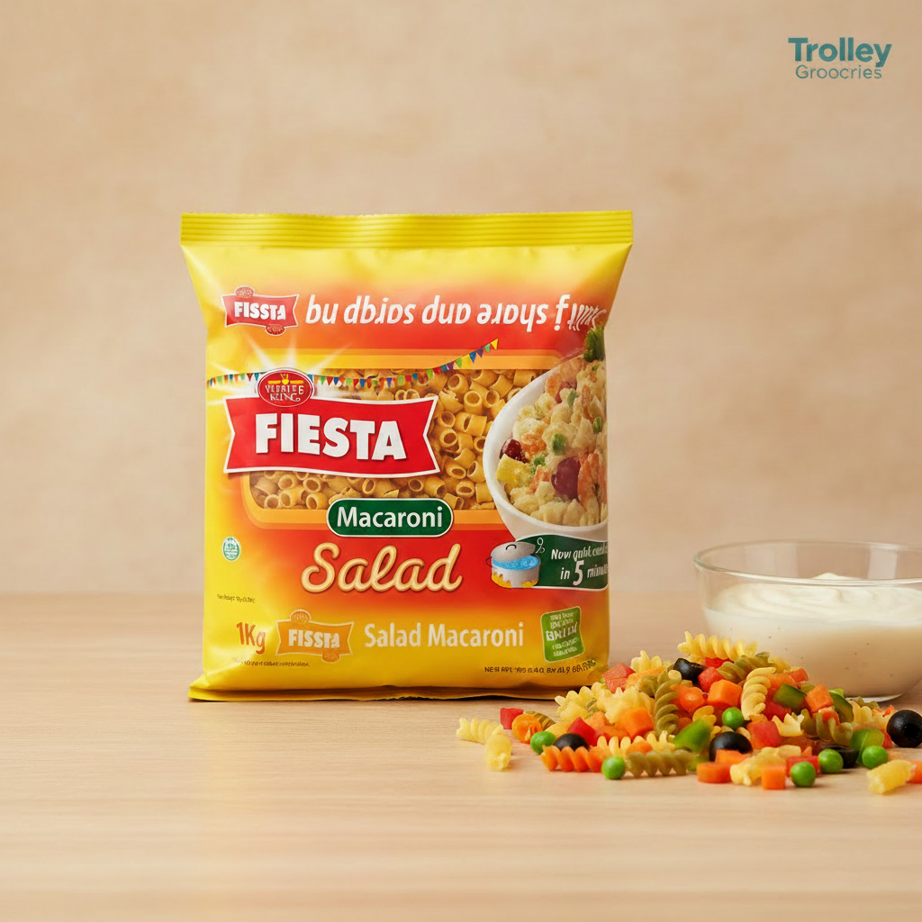 White King Fiesta Salad Macaroni 1kg in a correctly proportioned premium grocery presentation for Trolley Groceries