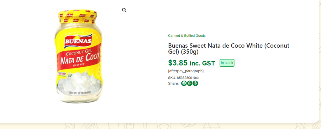 Buenas Sweet Nata de Coco White (Coconut Gel) (350g)
