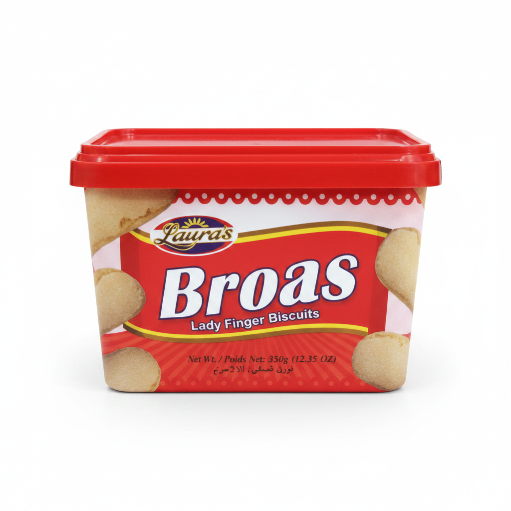 Laura's Broas Lady Finger Biscuits Tub 350g red tub with red lid