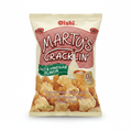 Oishi Marty's Cracklin Salt & Vinegar 90g dark red and cream packaging with bold script logo