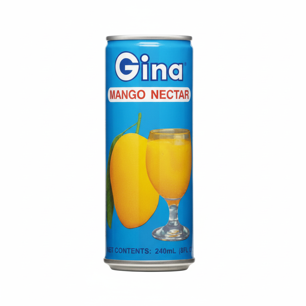Gina Mango Nectar 240ml can enhanced product shot