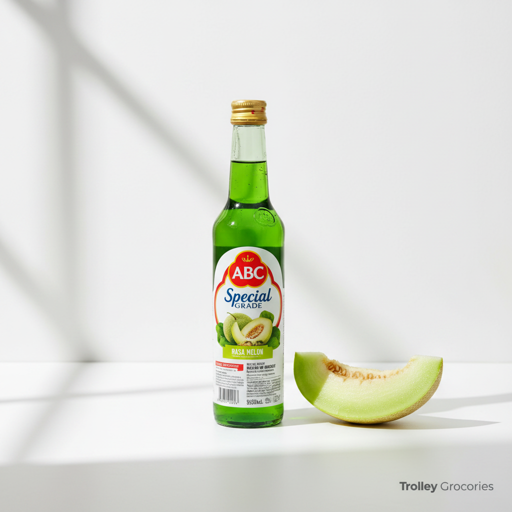 ABC Special Grade Rasa Melon Syrup 585ML green bottle with fresh melon