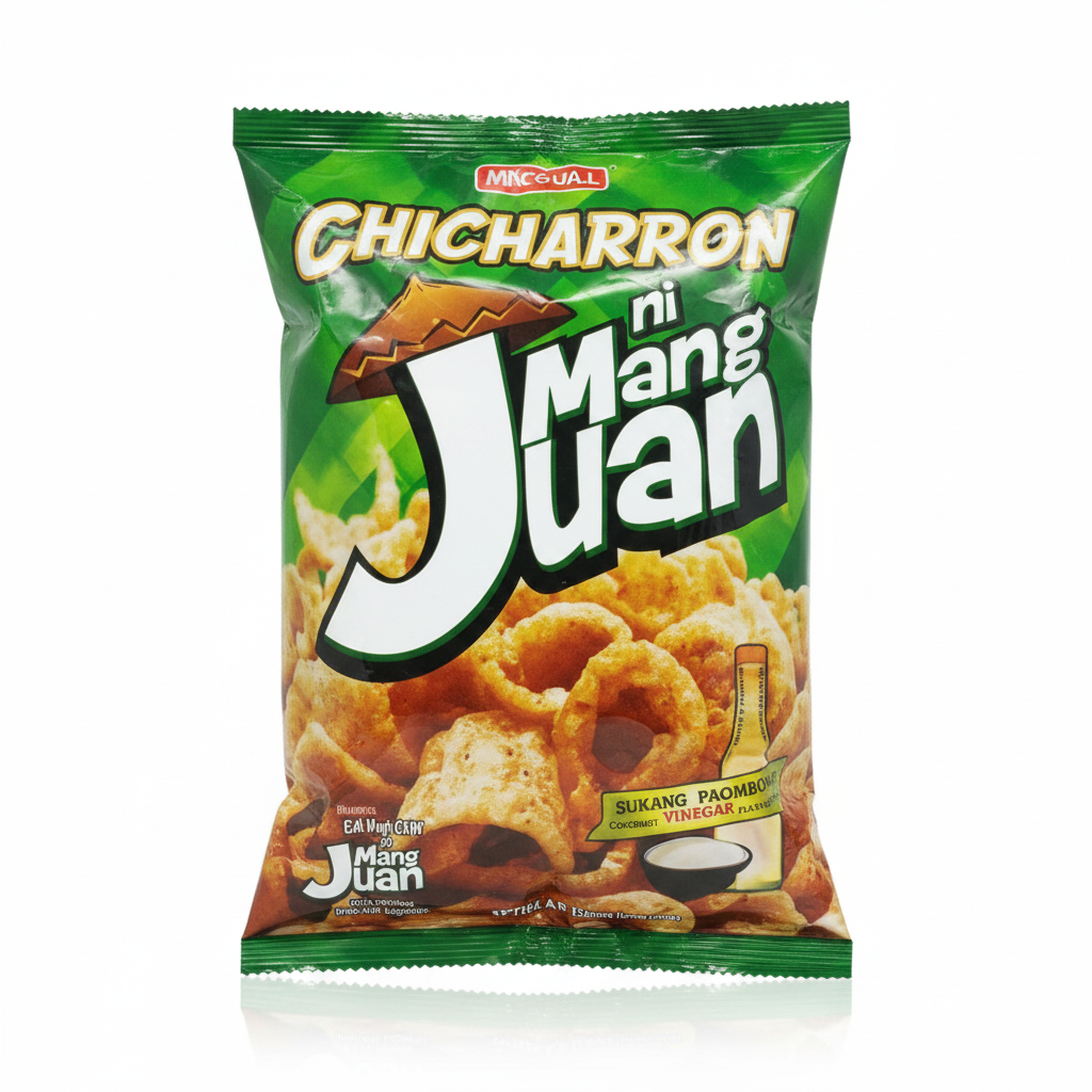 Mang Juan Chicharon Sukang Paombong 90g green packaging with bold Mang Juan logo