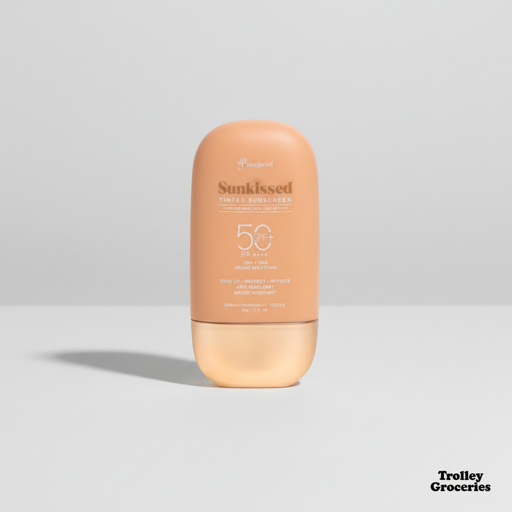 BAREFACED Sunkissed Tinted Sunscreen 50g with Trolley Groceries branding