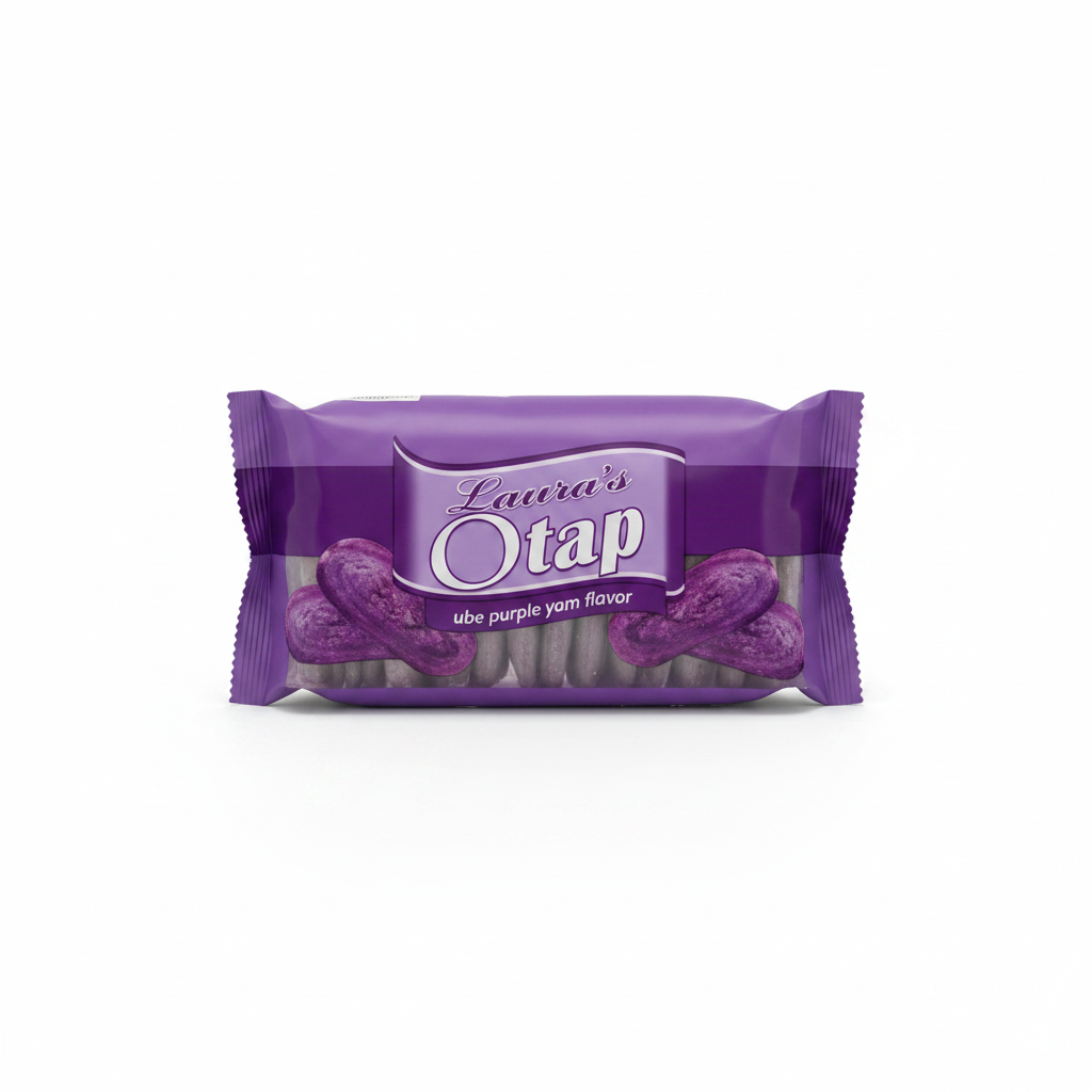 Laura's Otap Ube 210g purple packaging with elegant script logo