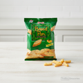 Oishi Bread Pan Cheese and Onion Flavour 42g green snack bag on wooden surface