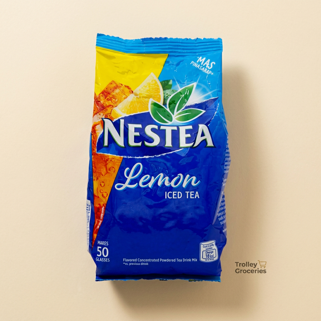 Nestea Lemon Iced Tea pouch with Trolley Groceries branding