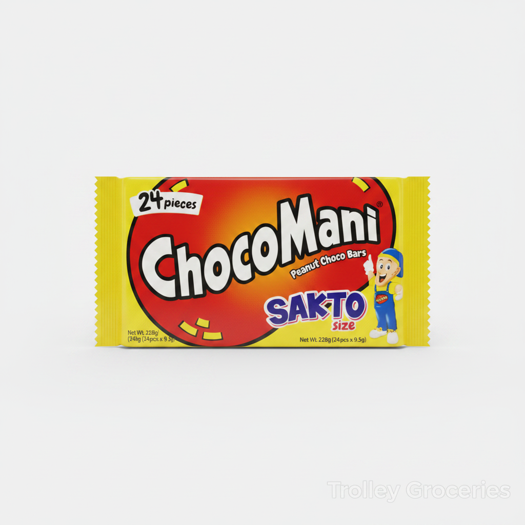 ChocoMani Peanut Choco Bars Sakto Size 24 pieces yellow and red pack