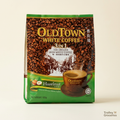OldTown Hazelnut White Coffee brown and green bag with Trolley Groceries branding