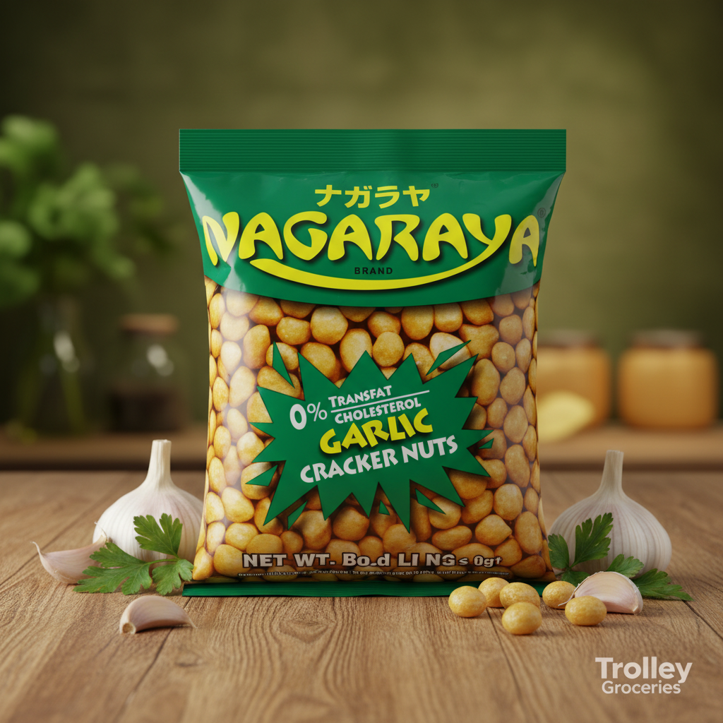 Nagaraya Garlic Cracker Nuts 160g green and yellow bag