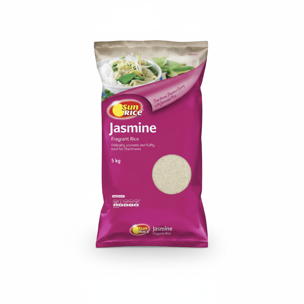 SunRice Jasmine Fragrant Rice 5kg bag enhanced product shot