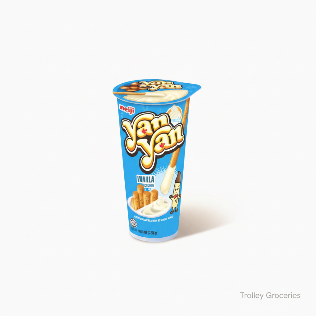 Yan Yan Vanilla 50g package shown faithfully in a clean premium grocery presentation for Trolley Groceries