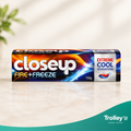 Close Up Fire+Freeze toothpaste 150g carton on a neutral background with Trolley Groceries branding