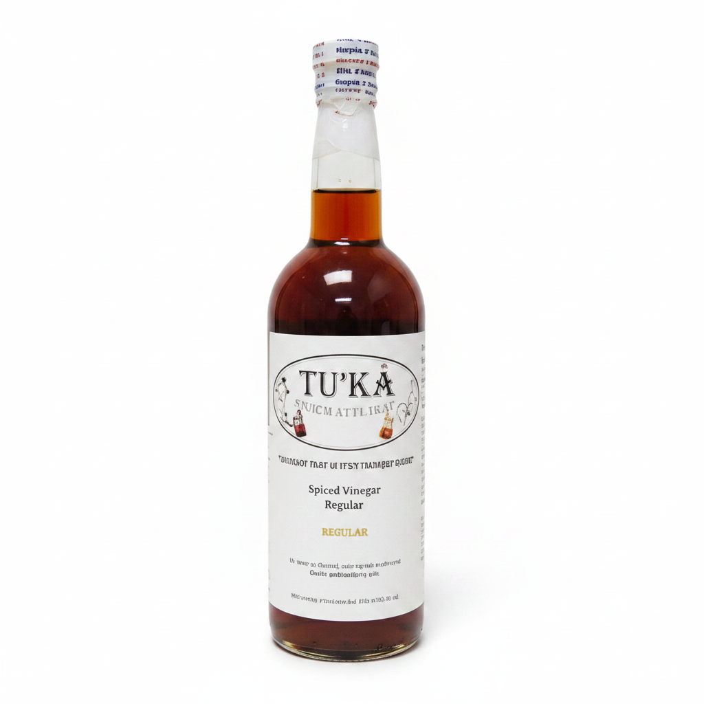 Tuka Cane Vinegar Regular 750ml dark glass bottle with cream label and Tuka oval logo