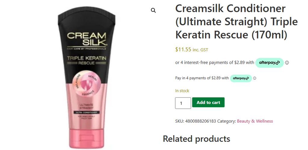 Creamsilk Ultimate Straight Triple Keratin Rescue Conditioner (170ml)