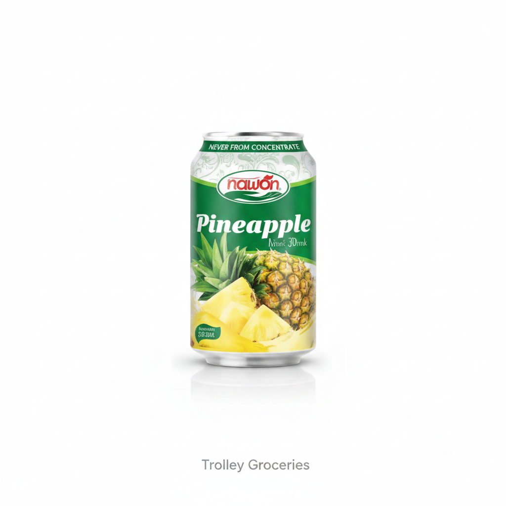 Nawon Pineapple Drink 330mL can with Trolley Groceries branding below on a clean studio background