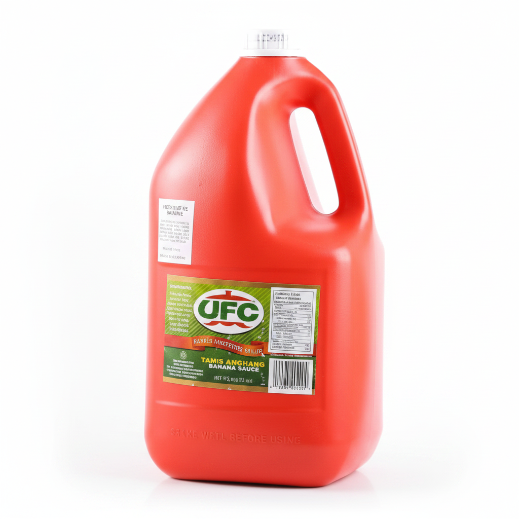 UFC Banana Ketchup 4kg large red plastic jug with UFC logo and green label
