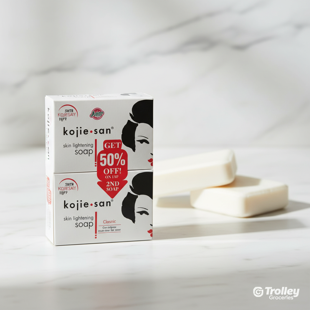 Kojie San Lightening Soap Twin Pack 270g on marble bathroom surface