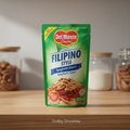 Del Monte Filipino Style Spaghetti Sauce 500g pouch with Trolley Groceries branding below on a warm pantry background